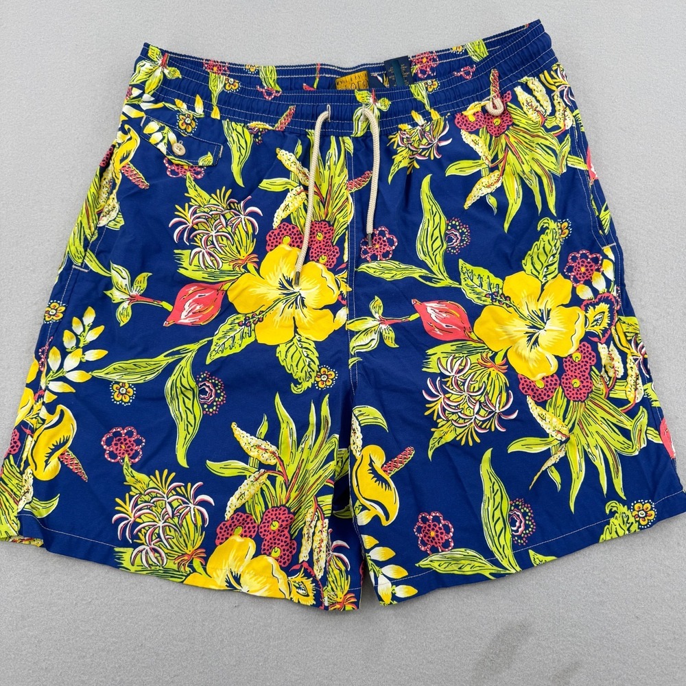 Polo Ralph Lauren Hawaiian Floral Swim Shorts Men's LT Blue Tropical Summer